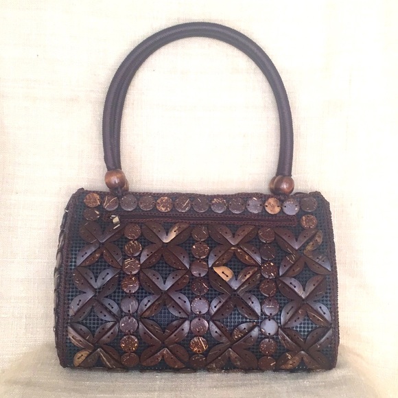 Vintage Handmade Coconut Shell Handbag - Picture 2 of 9